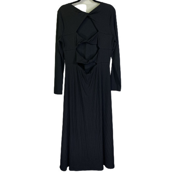 FOURTEENTH PLACE Black Ribbed Twist-Back Maxi Dress - NWOT - Picture 8 of 10